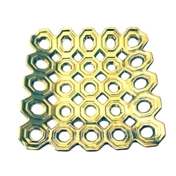 Gold Ceramic Concave Tray w/Perforated Octagonal Design - Picture 5 of 8